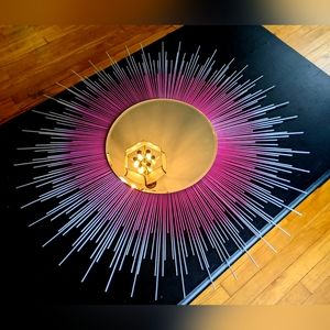 35" Sunburst Mirror Ombre HOT PINK & SILVER Decorative Wall Mirror